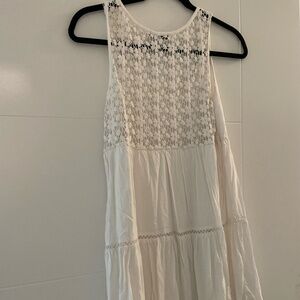 AMERICAN EAGLE OUTFITTERS WHITE TIERED BOHO DRESS FLORAL CROCHET LACE